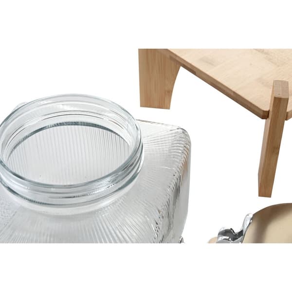 Vattendispenser Home ESPRIT Transparent Naturell Bambu Glas 3,5 L 19 x 19 x 16 cm