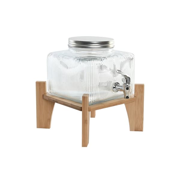 Vattendispenser Home ESPRIT Transparent Naturell Bambu Glas 3,5 L 19 x 19 x 16 cm