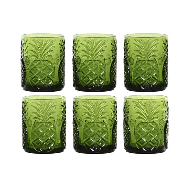Glasset Home ESPRIT Grön Glas Med relief 300 ml (6 antal)