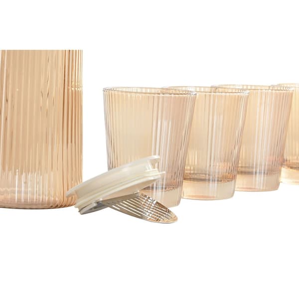 Sæt med glas og flaske Home ESPRIT Rav Borosilikatglas 1,25 L