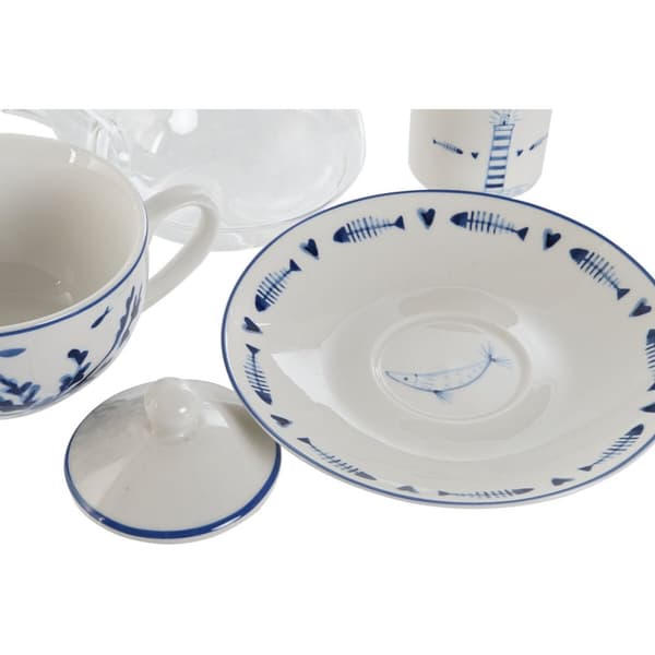 Tekande Home ESPRIT Blå Hvid Krystal Porcelæn