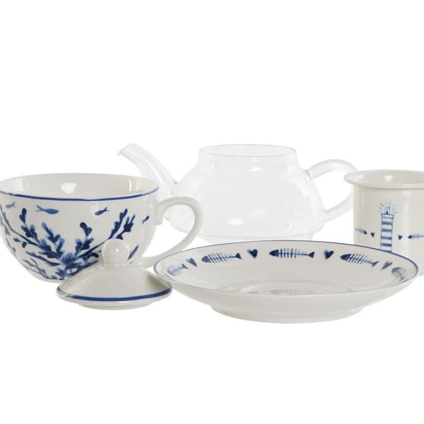 Tekande Home ESPRIT Blå Hvid Krystal Porcelæn
