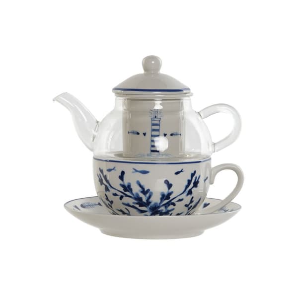 Tekande Home ESPRIT Blå Hvid Krystal Porcelæn