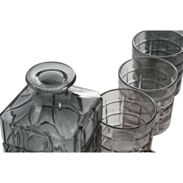 Lasien ja pullon setti Home ESPRIT Harmaa Kristalli Kaupunki 900 ml