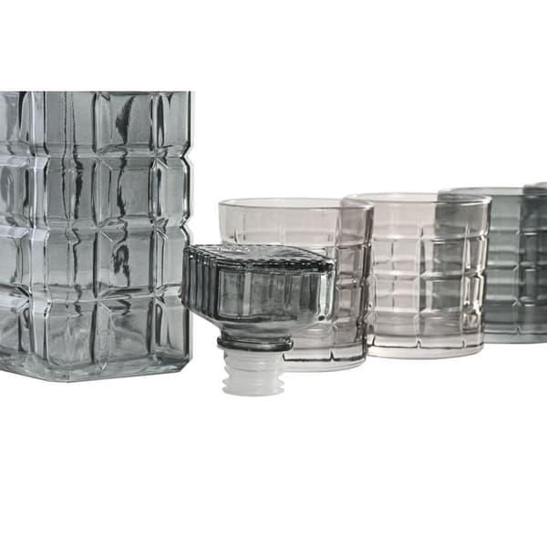 Lasien ja pullon setti Home ESPRIT Harmaa Kristalli Kaupunki 900 ml