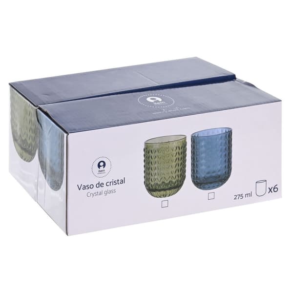 Glasset Home ESPRIT Grön Glas Med relief 275 ml (6 antal)