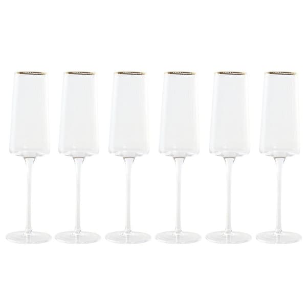 Flade champagne og cava glas Home ESPRIT Gennemsigtig Gylden Krystal 400 ml (6 enheder)