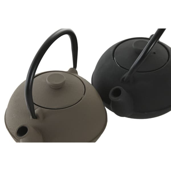 Tekande Home ESPRIT Sort Beige Rustfrit stål Jern 300 ml (2 enheder)