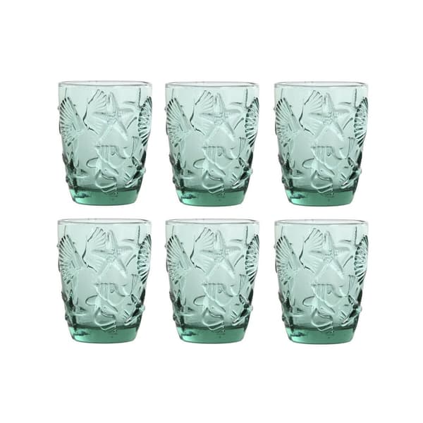 Sett med glass Home ESPRIT Turkis Krystall Middelhavet Med lettelse 290 ml (6 enheter)