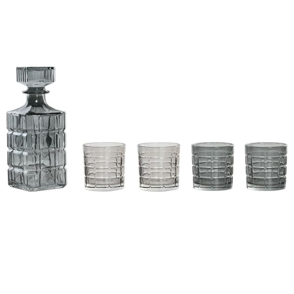 Sett med glass og flaske Home ESPRIT Grå Krystall Urban 900 ml