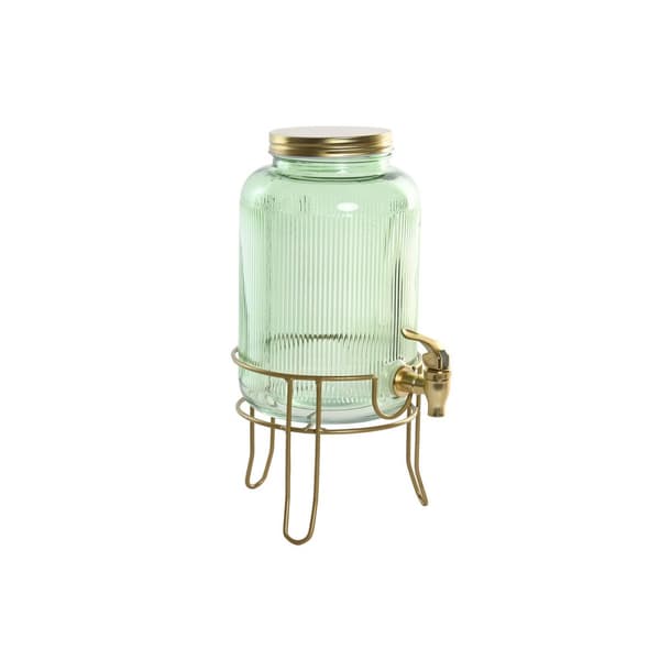 Vanndispenser Home ESPRIT Grønn Gyllen Metall Krystall 4 L 16 x 16 x 24,6 cm