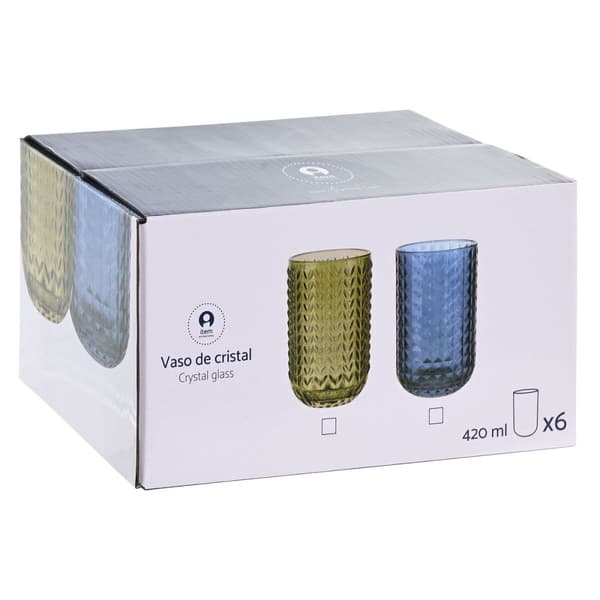 Glasset Home ESPRIT Grön Glas Med relief 420 ml (6 antal)