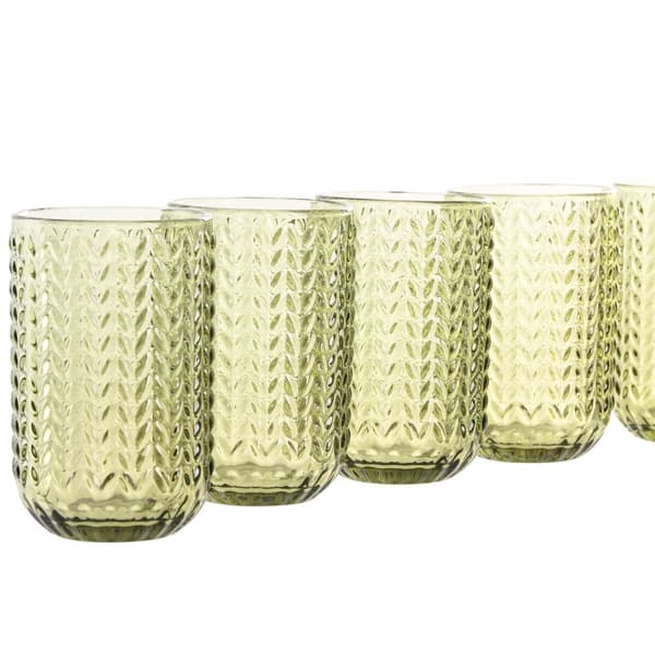 Glasset Home ESPRIT Grön Glas Med relief 420 ml (6 antal)