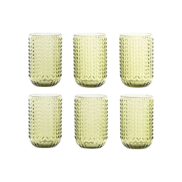 Glasset Home ESPRIT Grön Glas Med relief 420 ml (6 antal)