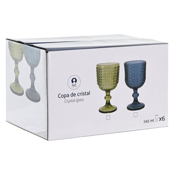 Sæt med glas Home ESPRIT Grøn Krystal 260 ml (6 enheder)