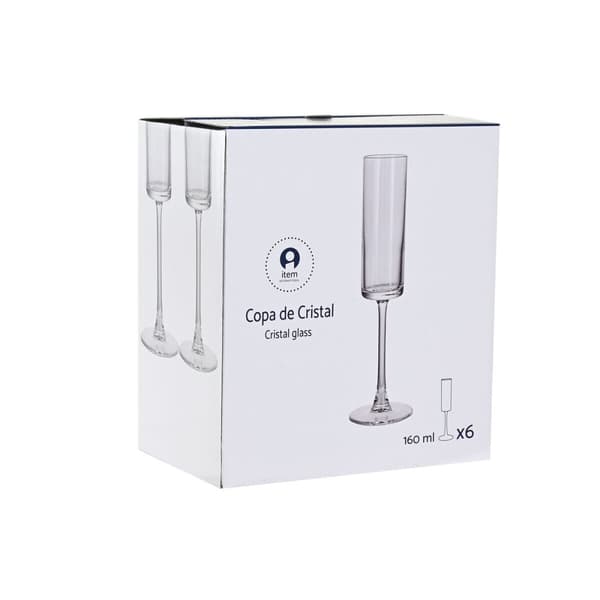 Flade champagne og cava glas Home ESPRIT Gennemsigtig Krystal 160 ml (6 enheder)