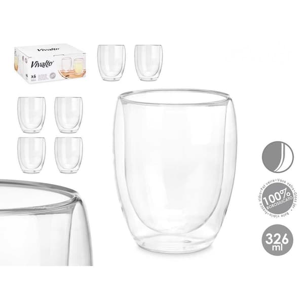 Glas för vatten Vivalto OCT-DG2061 Transparent Borosilikatglas 326 ml (6 antal)