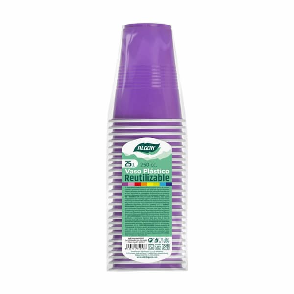 Set med återanvändbara glas Algon Fuchsia 24 antal 250 ml (25 Delar)