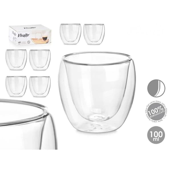 Vandglas Vivalto OCT-DG2319 Gennemsigtig Borosilikatglas 100 ml (6 enheder)