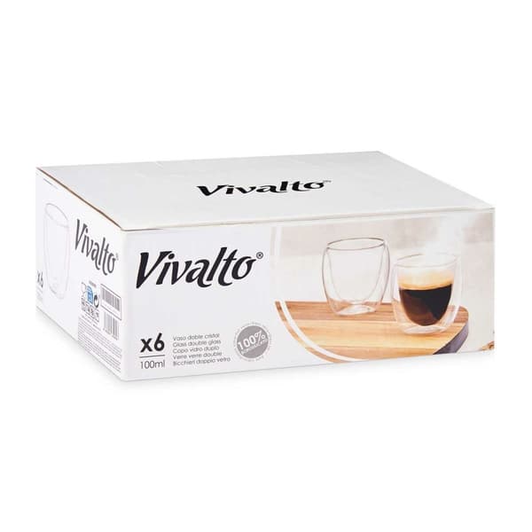 Vandglas Vivalto OCT-DG2319 Gennemsigtig Borosilikatglas 100 ml (6 enheder)