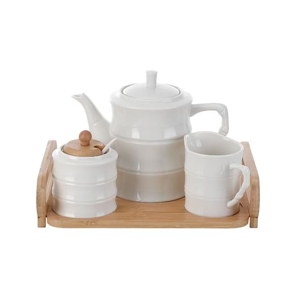 Tekande Home ESPRIT Hvid Bambus Porcelæn