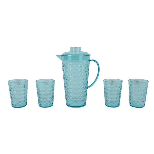 Set med kanna och glas Lifetime Blå Plast 5 Delar