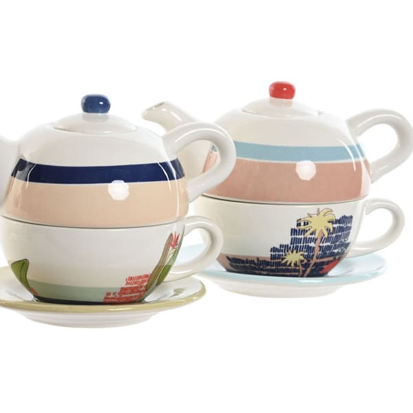 Tekanna Home ESPRIT Blå Vit Grön Ljusrosa Dolomite 750 ml (2 antal)