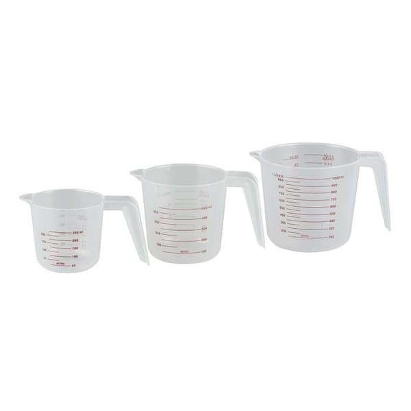 Målebæger 250 ml 500 ml 1 L polypropylen (3 Dele)