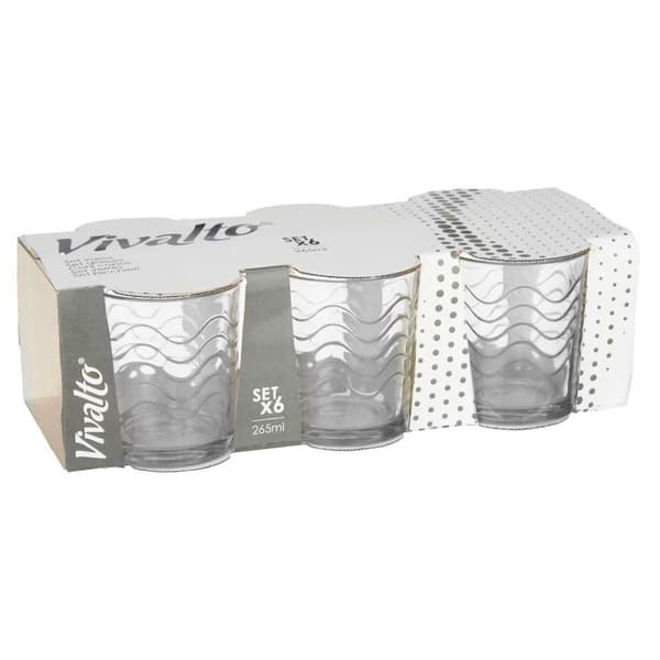 Glassæt Vivalto 79065 Gennemsigtig Glas Bølger 265 ml (8 enheder)