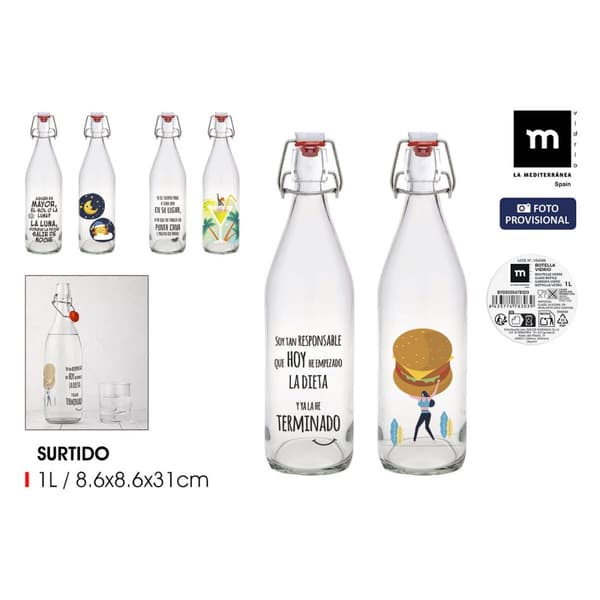 Glasflaske La Mediterránea Glas 1 L (12 enheder)