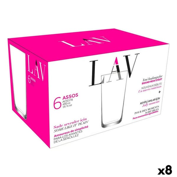 Glassæt LAV Assos 490 ml 6 Dele (8 enheder)