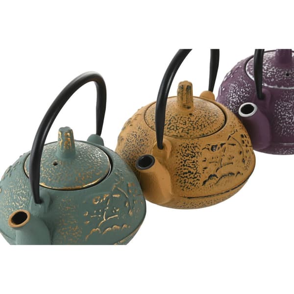 Tekande Home ESPRIT Gul Grøn Syren Rustfrit stål Jern 300 ml (3 enheder)