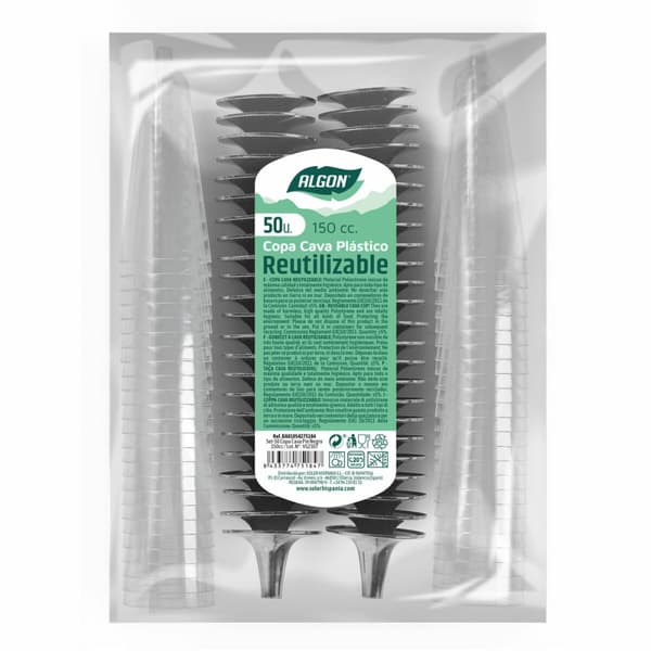 Genanvendelige cavaglas Algon Sort 6 enheder 150 ml (50 Dele)