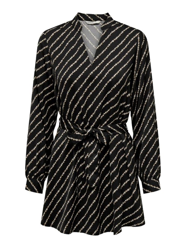 Only - onlThalia V-neck Tunic Flower Stripe Print Svart XS