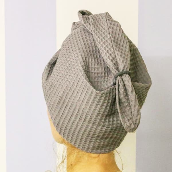 Vaffel hårtørrer turban | Grå
