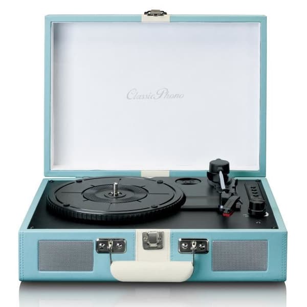 Classic Phono TT-110BUWH - Bluetooth® skivspelare med inbyggda högtalare - Blåvit