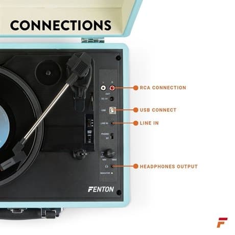 Fenton RP115 Retro skivspelare med Bluetooth och USB - Blå