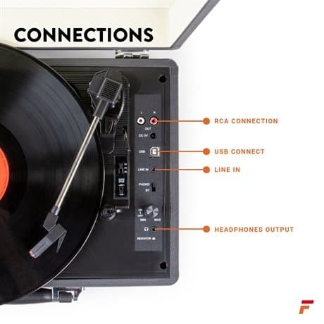 Fenton RP115 retro skivspelare svart/grå
