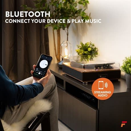 Fenton RP162 hifi retro skivspelare med Bluetooth och högtalare - Brun