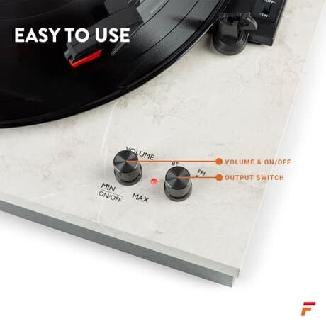 Fenton RP165M stereo skivspelare med Bluetooth och högtalare - vit/ Marmor