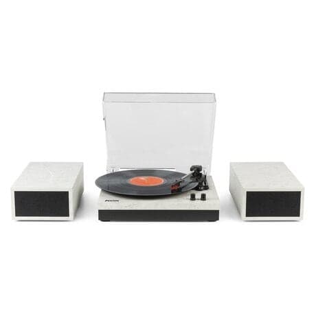 Fenton RP165M stereo skivspelare med Bluetooth och högtalare - vit/ Marmor