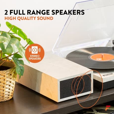 Fenton RP165M stereo skivspelare med Bluetooth och högtalare - vit/ Marmor