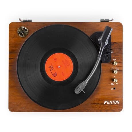 Fenton RP162D hifi retro skivspelare med Bluetooth och högtalare - Mörkbrun (valnöt)