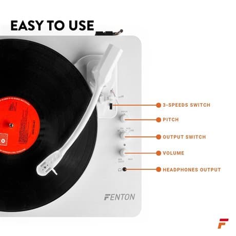 Fenton RP162W hi-fi retro skivspelare med Bluetooth och högtalare - Vit