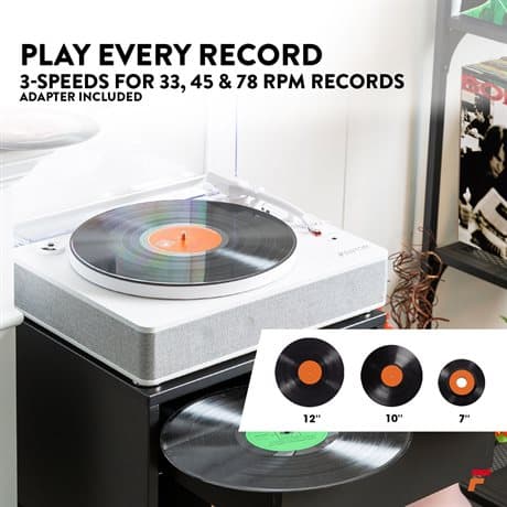 Fenton RP162W hi-fi retro skivspelare med Bluetooth och högtalare - Vit