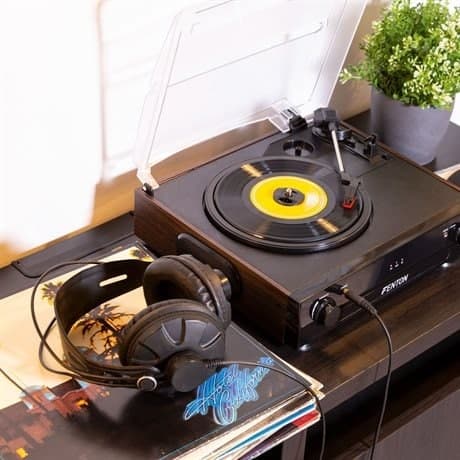 Fenton RP102B skivspelare med Bluetooth, högtalare och mp3-inspelning - Svart / trä