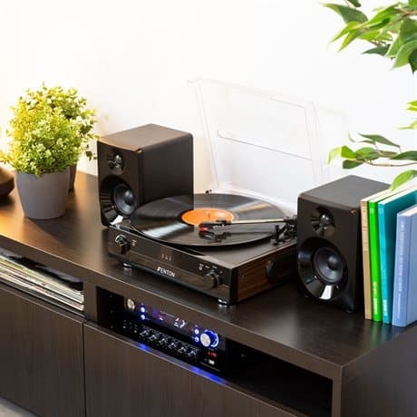 Fenton RP102B skivspelare med Bluetooth, högtalare och mp3-inspelning - Svart / trä