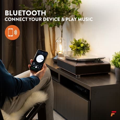 Fenton RP161 retro skivspelare Bluetooth - Inbyggda högtalare - Stereo - Valnöt