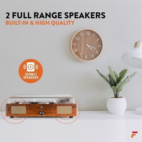 Fenton RP106W USB-skivspelare med högtalare - Brun (trä)
