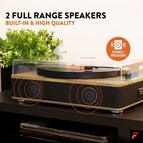 Fenton RP162LW hifi retro skivspelare med Bluetooth och högtalare - Trä (Lightwood)